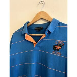 Vintage 90s University of Florida Gators Blue Orange Striped Polo Shirt Mens XXL